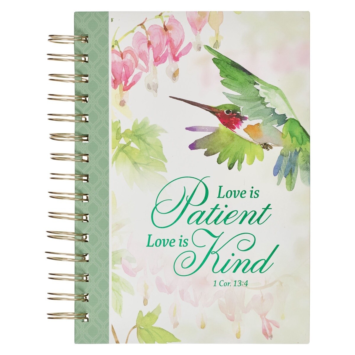 Love is Patient Green Hummingbird Large Wirebound Journal - 1 Corinthians 13:4