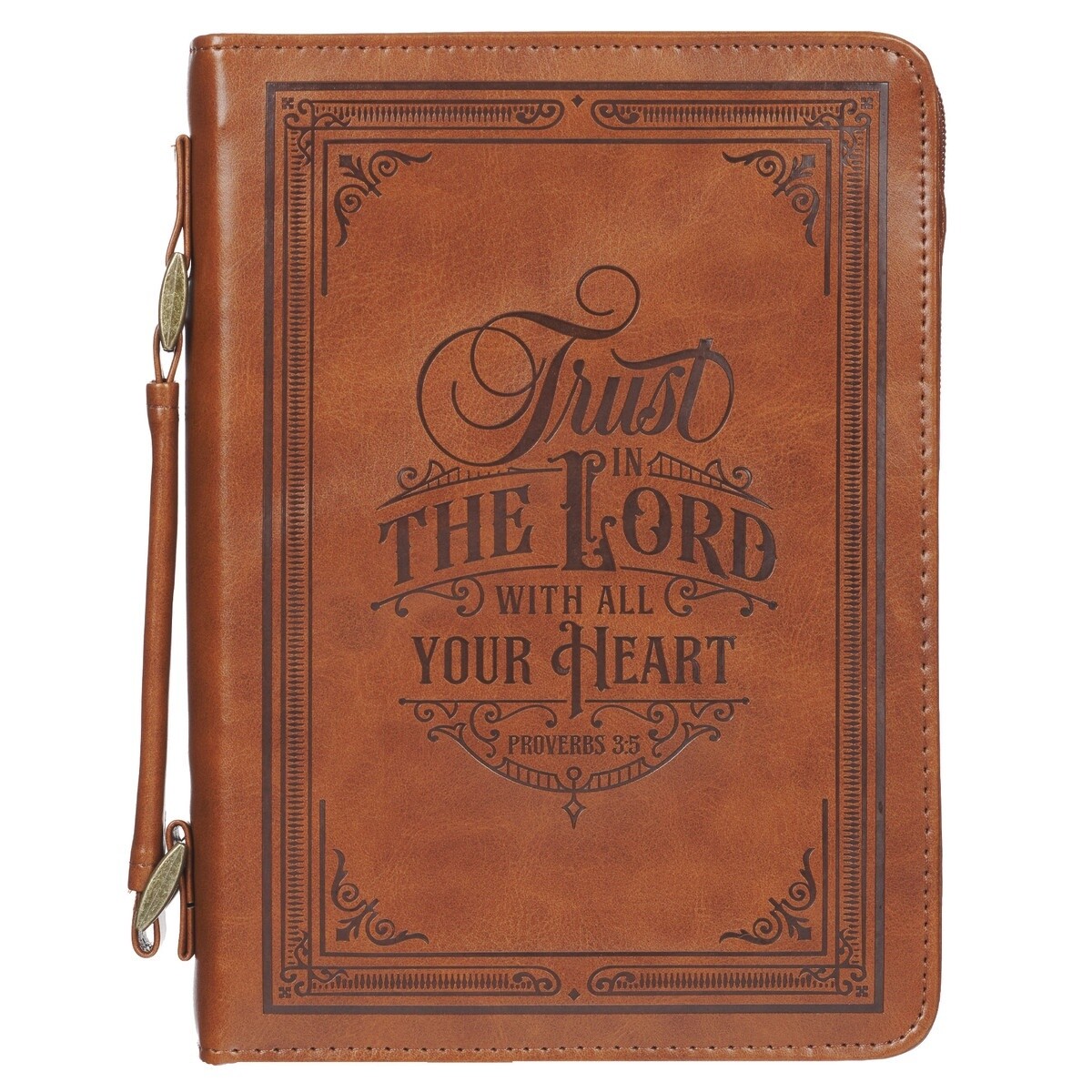 Trust in the Lord Honey-brown Faux Leather Classic Bible Cover - Proverbs 3:5, Size: Large
