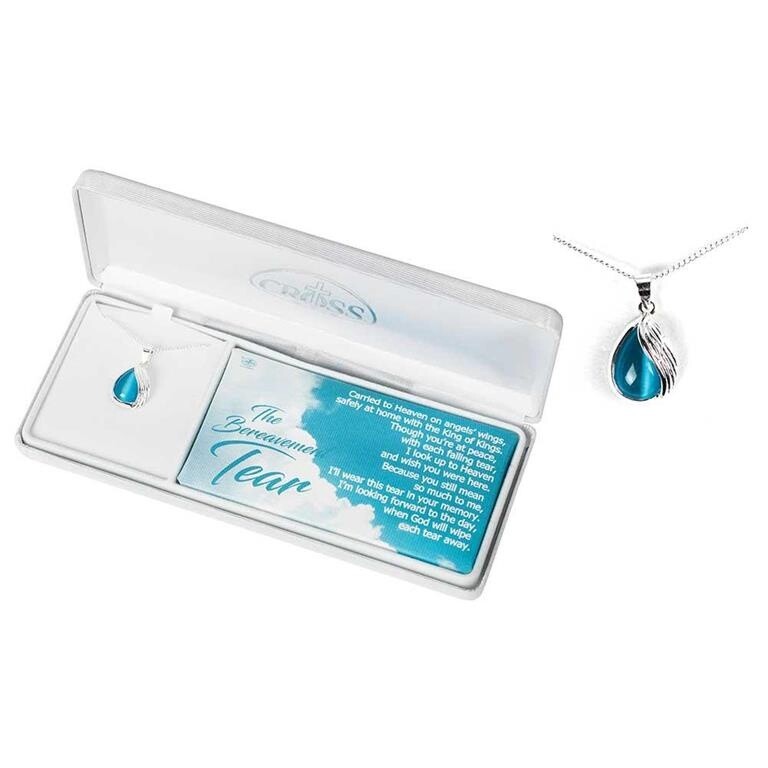 Bereavement Tear/Wing Silver Plated Necklace 18&quot;