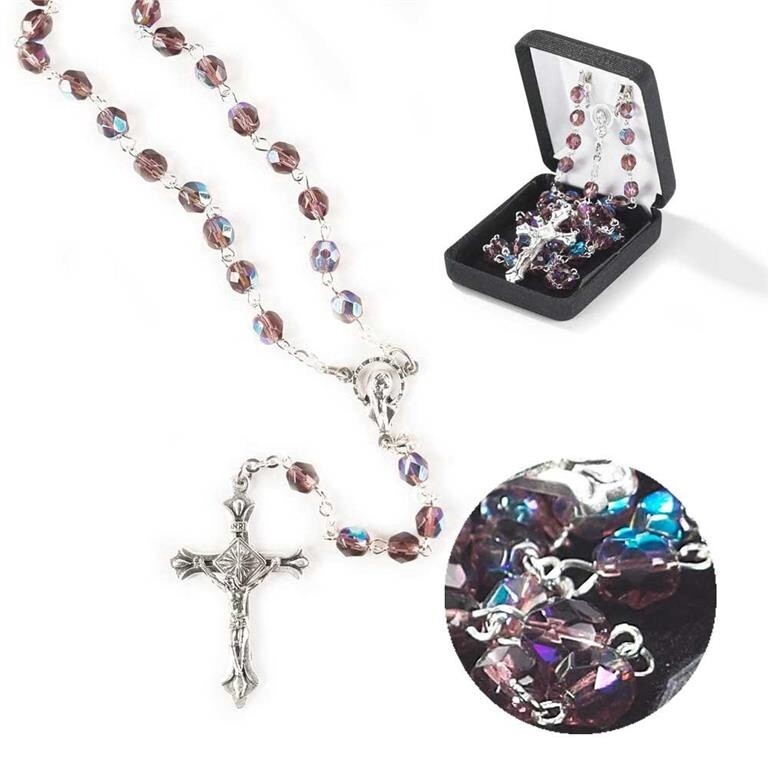 Rosary Amethyst Madonna Center 6MM