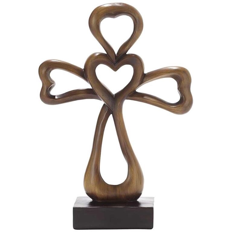 Brown Contemporary Heart Cross on Base