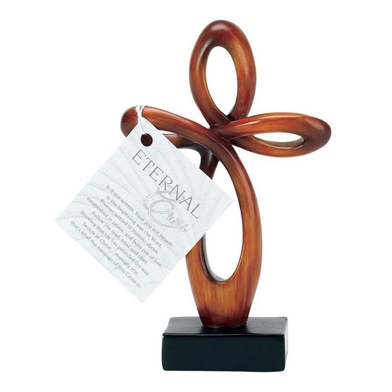 Resin Wood Eternal Cross Figurine