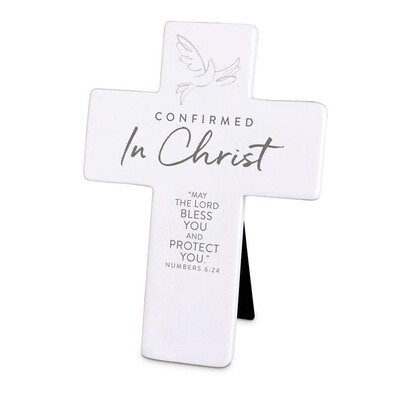 Tabletop Cross Confirmed In Christ White