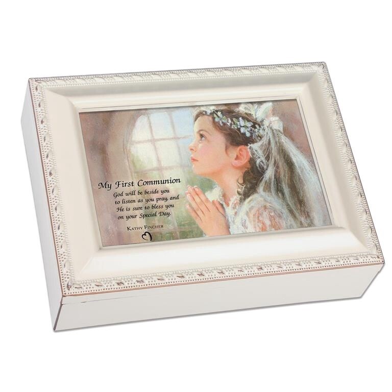 First Communion Girl Music Box Ivory