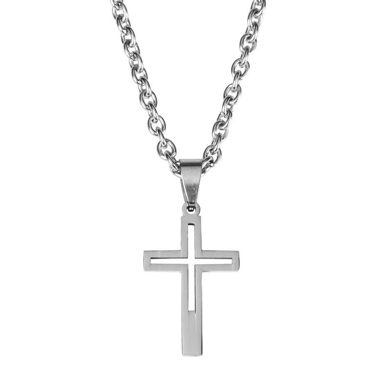 Cutout Box Cross Stainless Steel 1 1/8&quot;x3/4&quot; - 18&quot; Chain