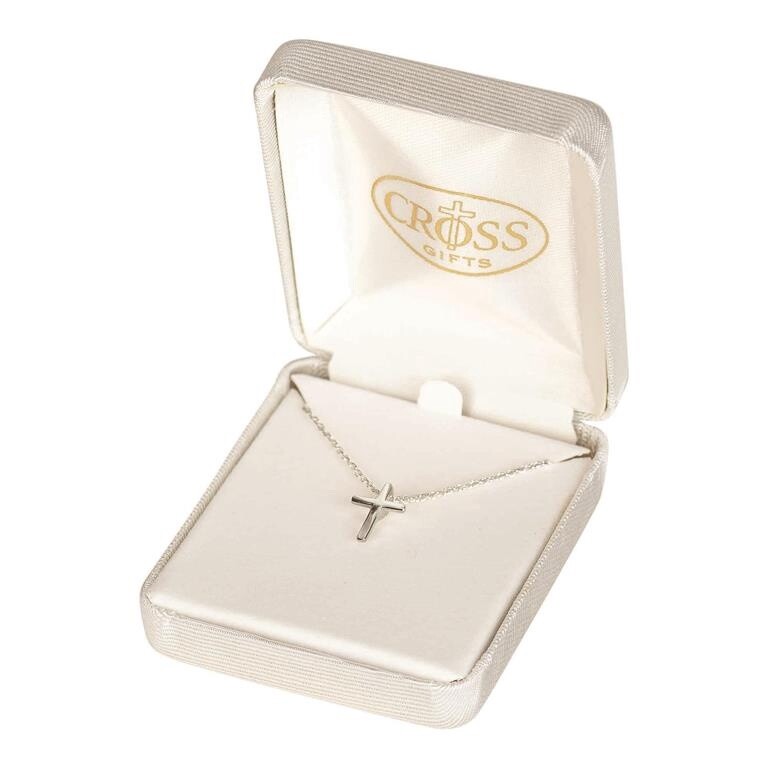 Box Cross Silver Plate 7/16&quot; - 16&quot; Chain