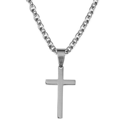 Thin Cross Stainless Steel 1 1/8"x9/16" - 18" Chain