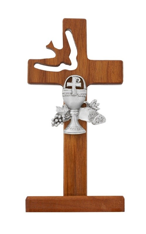 6&quot; Walnut Holy Spirit, Communion Standing Cross