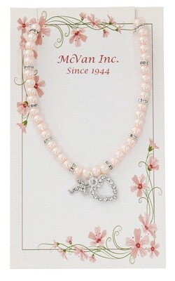 16&quot; Stretch Pink Pearl Heart &amp; Cross