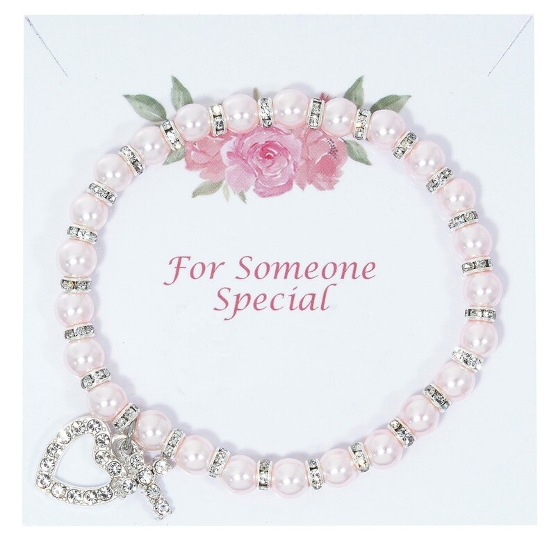 Pink Pearl Crystal Stretch Bracelet
