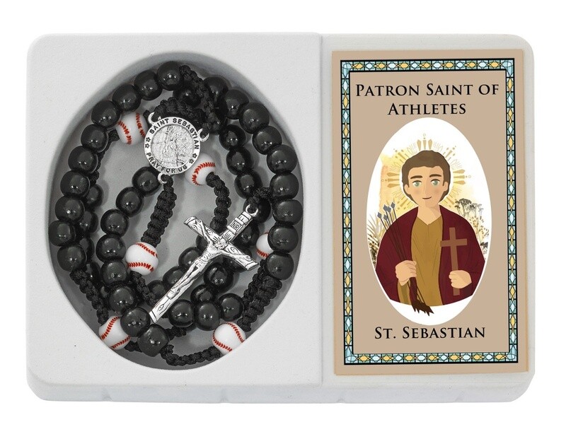 Corded Baseball St Sebastian Rosary