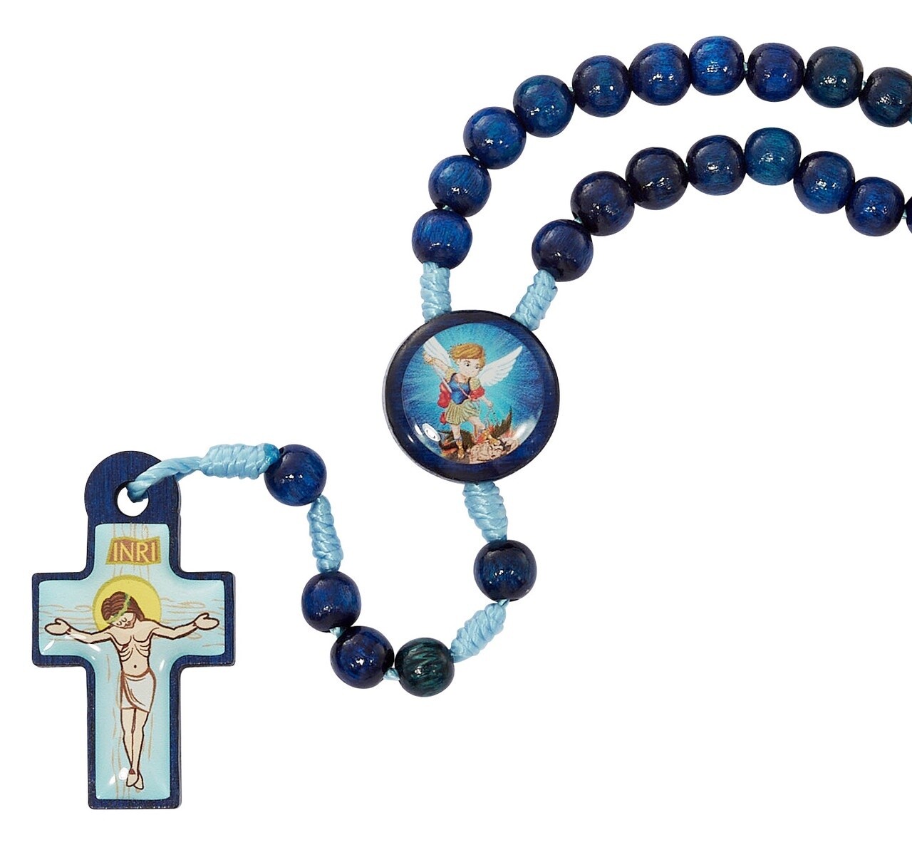 6MM Blue Wood Kid St. Michael Rosary