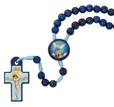 6MM Blue Wood Kid St. Michael Rosary