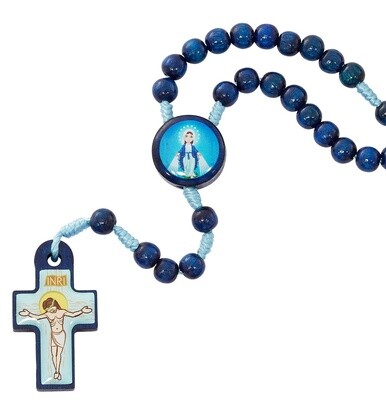6MM Blue Wood Kid Miraculous Rosary