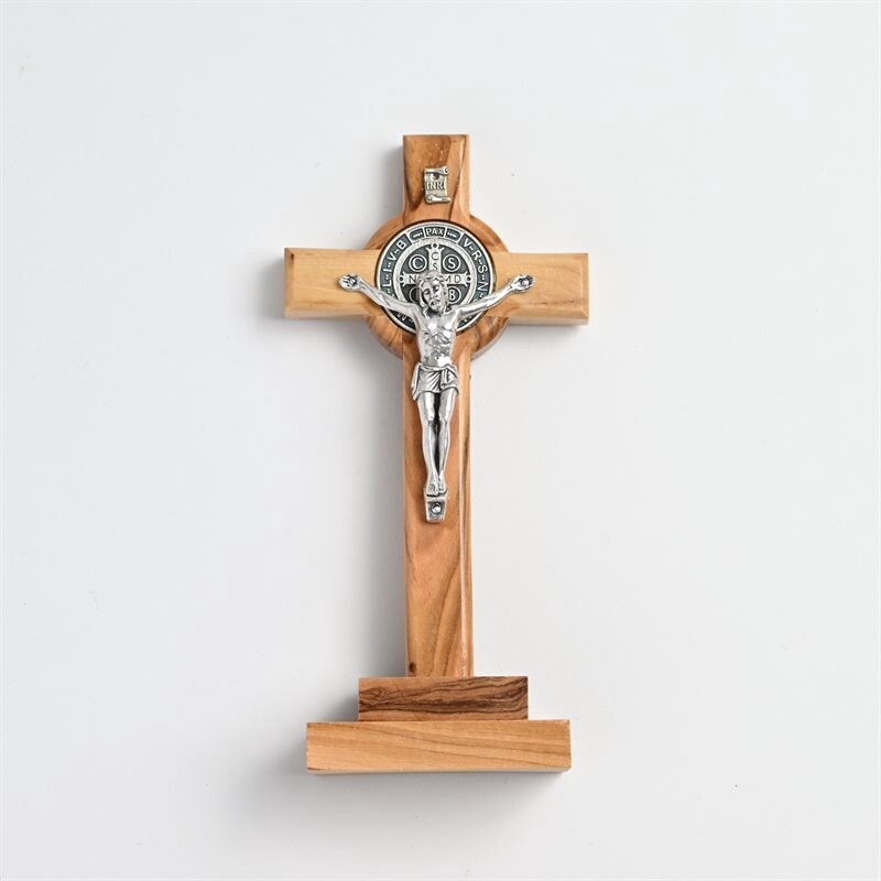 St Benedict Olivewood Crucifix on Base 5 1 / 2&quot;
