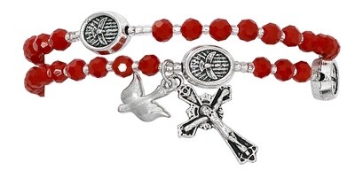 Red Crystal Twistable Rosary Bracelet