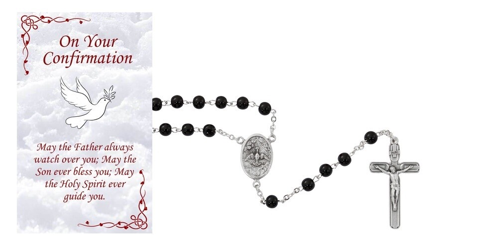 Black Glass Confirmation Rosary