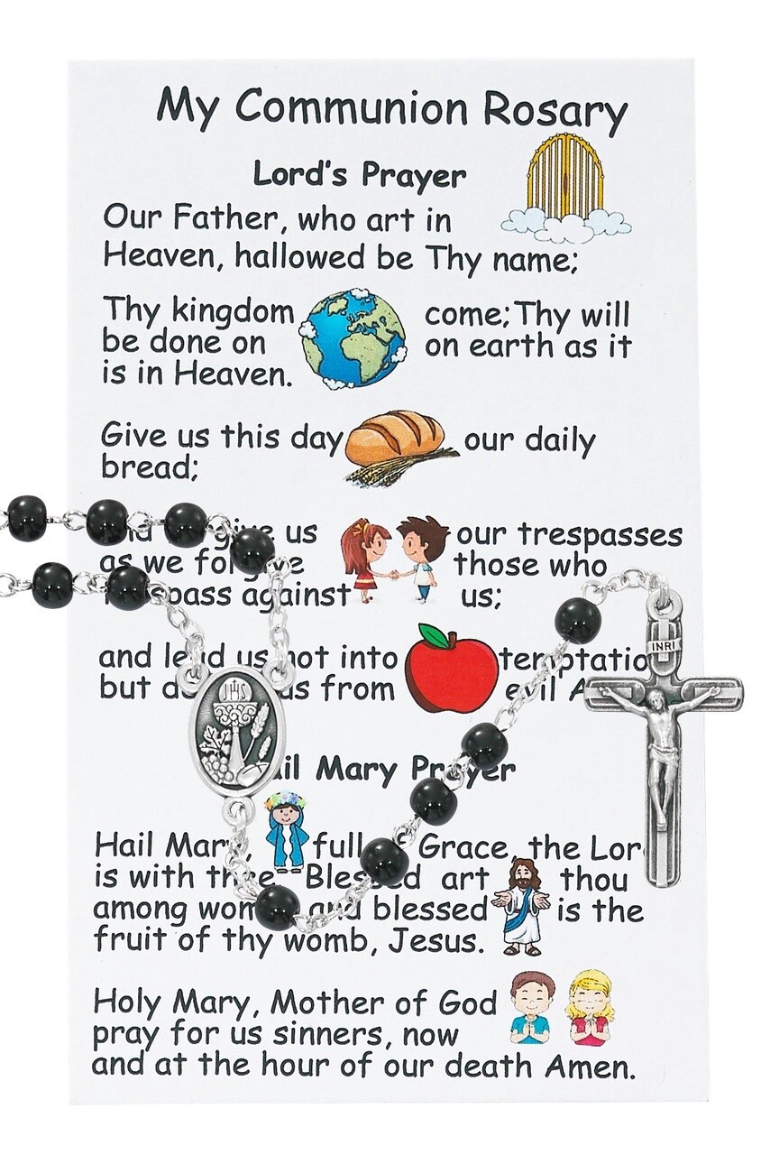 5MM Black Glass First Communion Rosary
