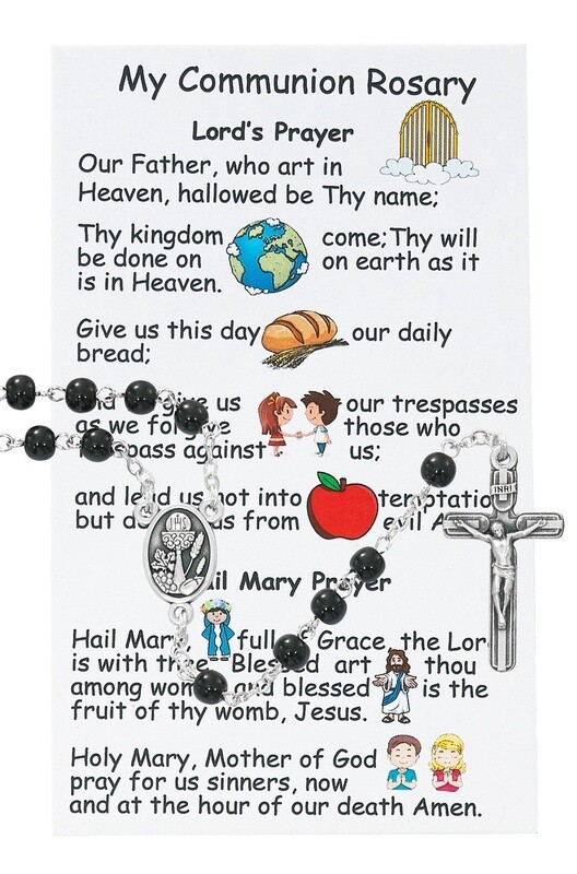 5MM Black Glass First Communion Rosary