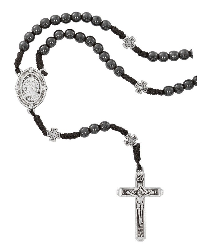 6MM Hematite Sacred Heart Rosary