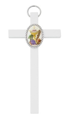 6" White Wood Communion Cross