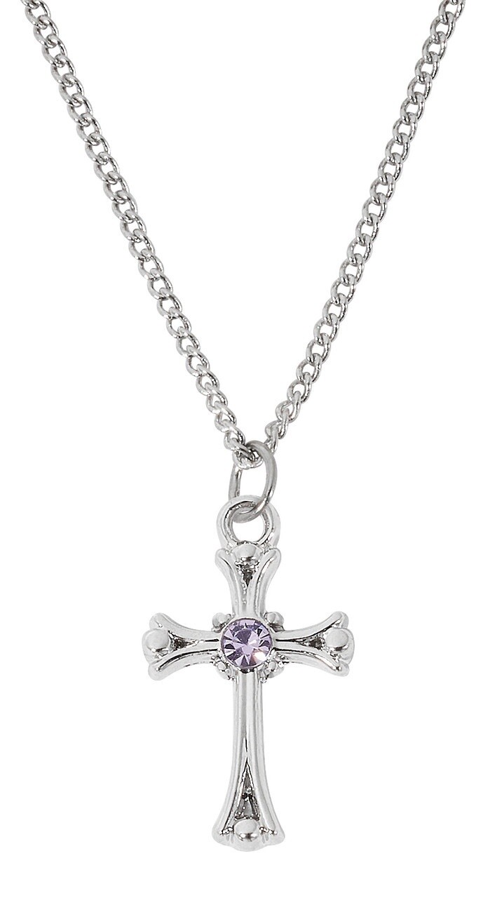 16-18&quot; RF Light Amethyst Cross Boxed