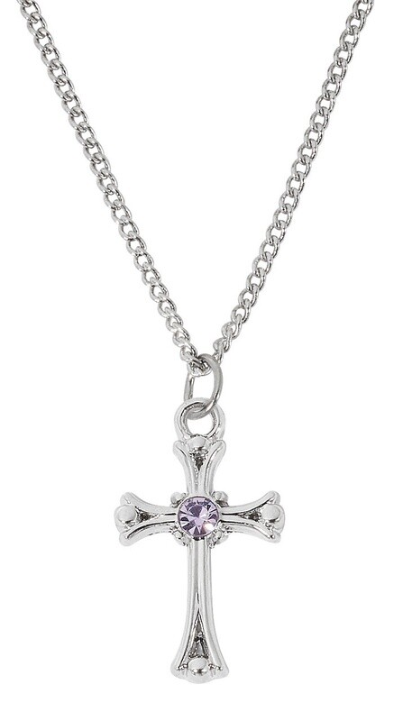 16-18&quot; RF Light Amethyst Cross Boxed