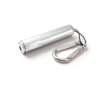 Abundantly Blessed - Silver 1 LED Pull String flashlight with Carabiner