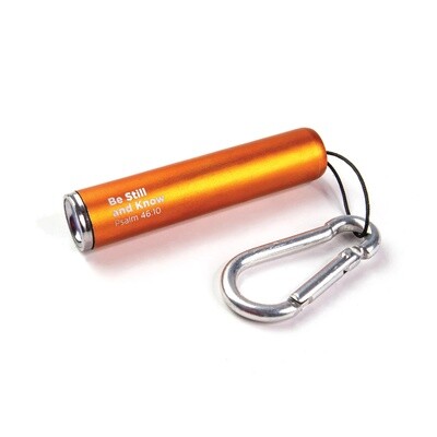 Be Still and Know - Orange 1 LED Pull String Flashlight with Carabiner