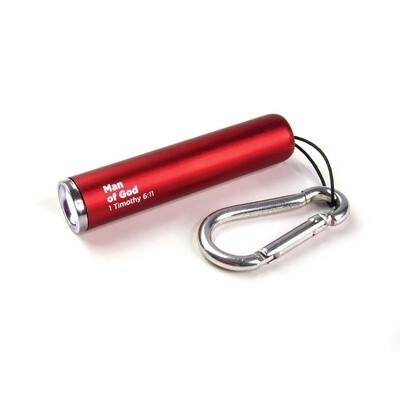 Man of God - Red 1 LED Pull String Flashlight with Carabiner