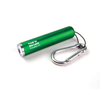 Trust in the Lord - Green 1 LED Pull String Flashlight with Carabiner