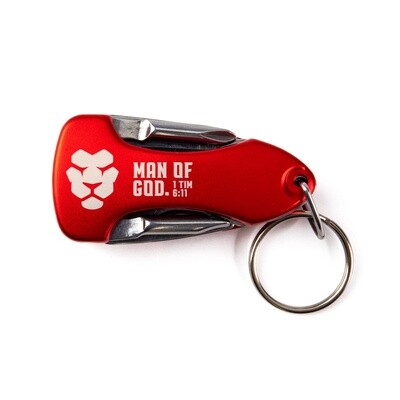 Keychain Multi-Tools With LED - Man of God: 1 Tim 6:11