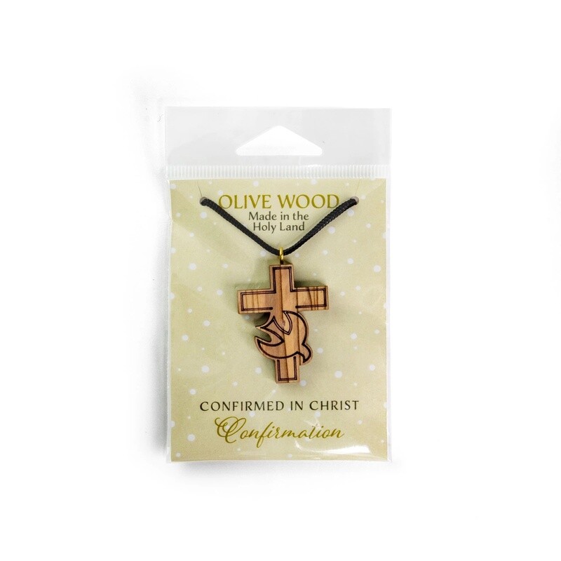 Confirmation Cross Olive Wood Pendant