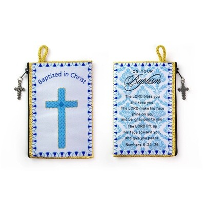 4x6 Baptism Rosary Pouch Blue