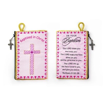 4x6 Rosary Pouch Baptism Pink