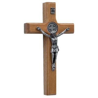 Light Wood Crucifix with Onyx Corpus