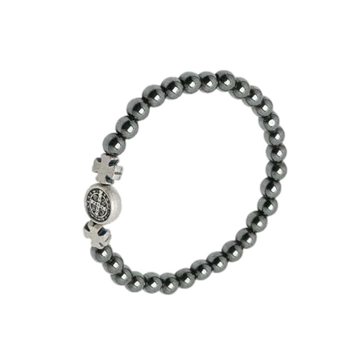 Hematite St. Benedict Man of Faith Bracelet