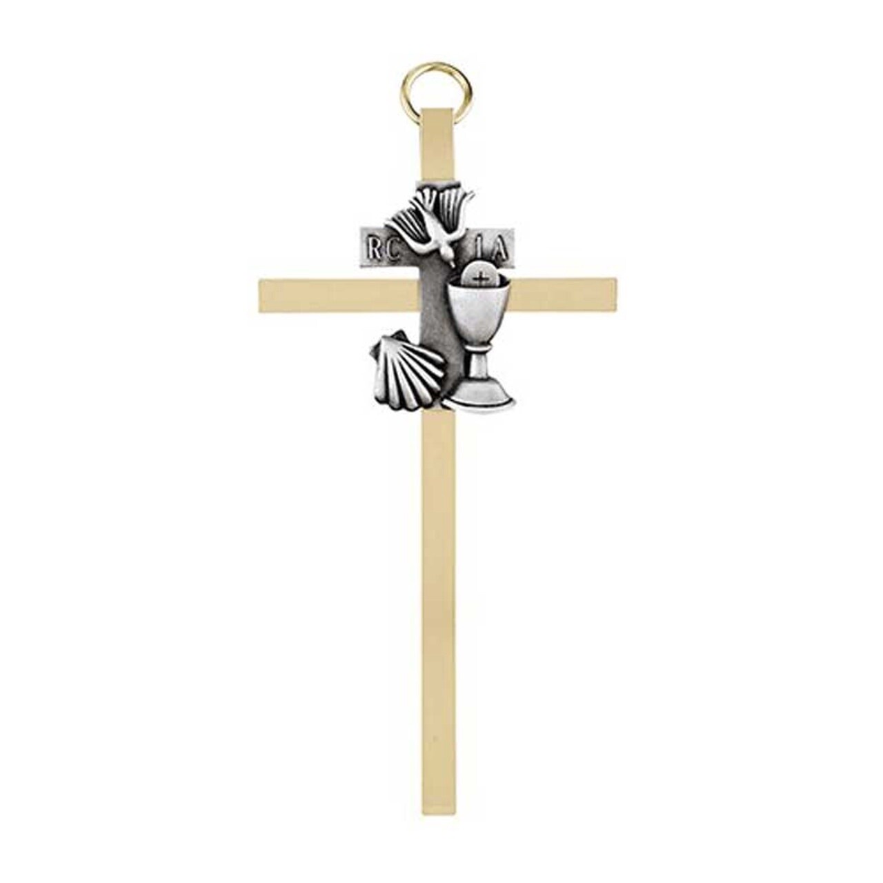 4.25&quot; H Brass Cross with Emblem - RCIA