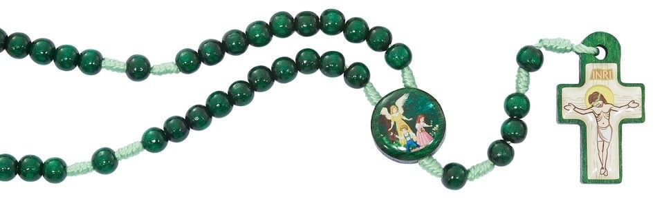 Green Wood Guardian Angel Rosary