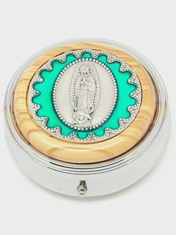 Metal/Olivewood Guadalupe Pyx