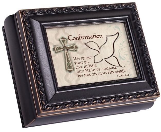 Confirmation Dove Black Keepsake Box