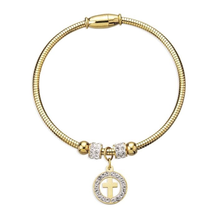 18K Gold Plated Silvatore Crystal Cross Charm Bracelet