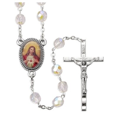 100 Requiem Rosary in 6mm 7mm Crystal Aurora Beads