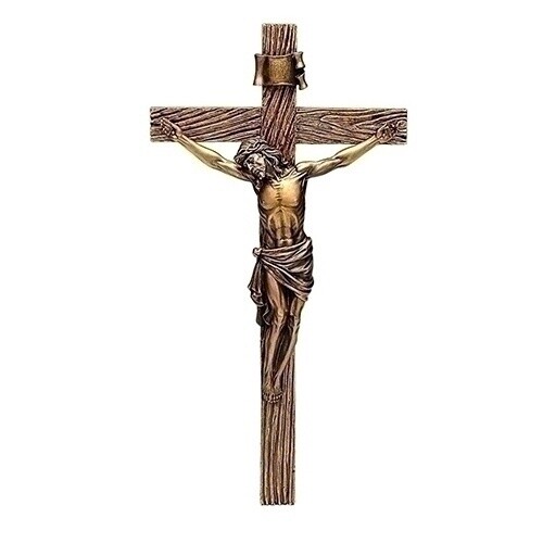 13.25&quot;H Antique Gold Crucifix