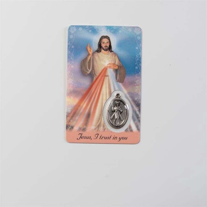 Divine Mercy Prayer Card w/Medal
