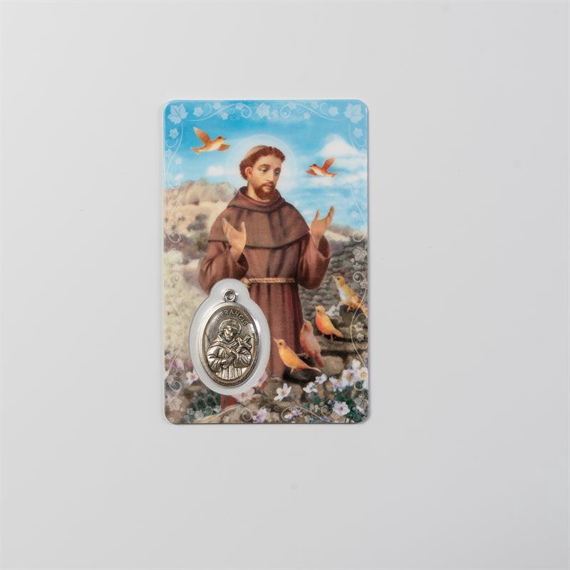 St Francis Prayer Card w/Medal