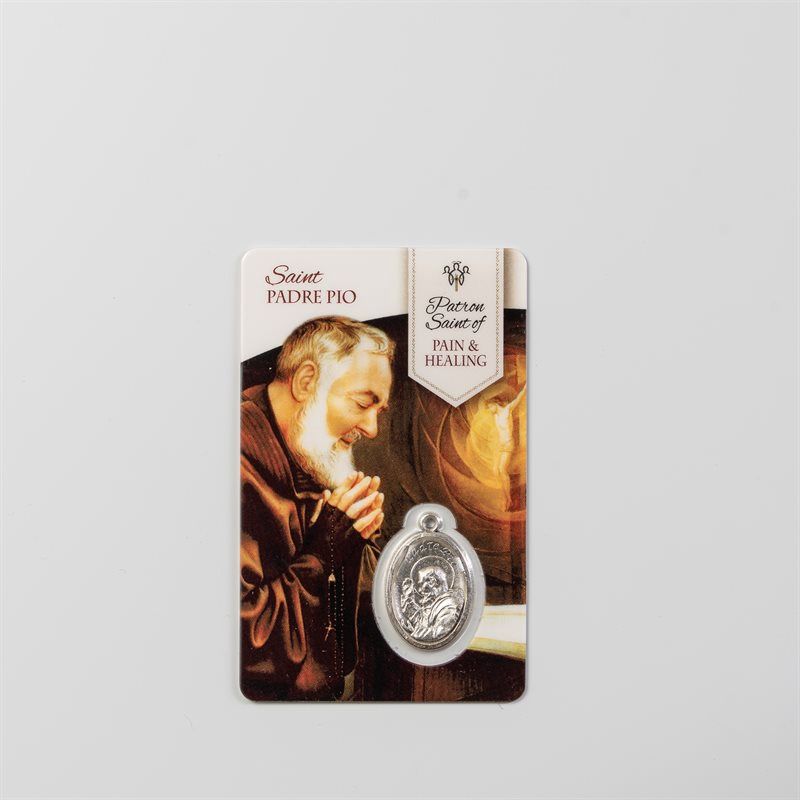 Healing St Padre Pio Card w/Medal