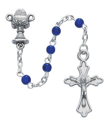 Blue Communion Rosary, 4mm