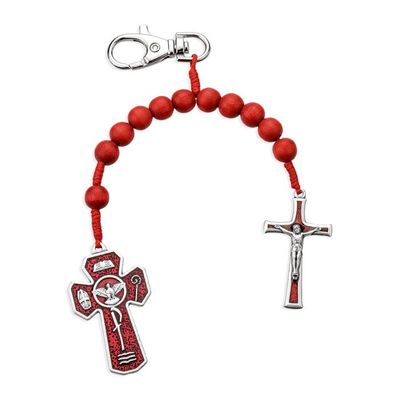 Confirmation One Decade Wood Rosary Backpack Clip