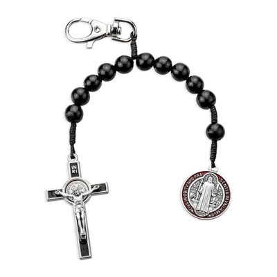 Benedictine One Decade Wood Rosary Backpack Clip